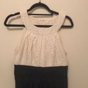 Lace and denim halter dress